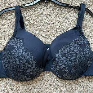 Cacique Lightly Lined Full Coverage Lace Navy Bra - 46C